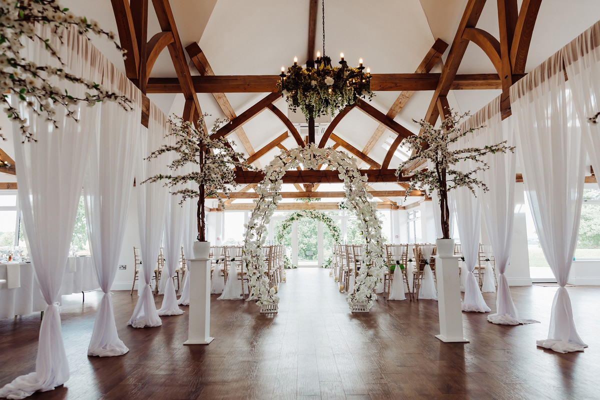 Ceremony wedding styling at Blithfield Lakeside Barns