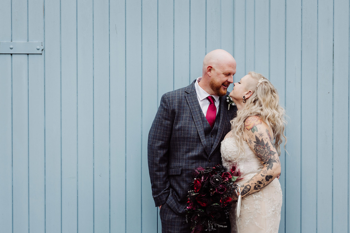 Bride and groom embrace at pendrell hall