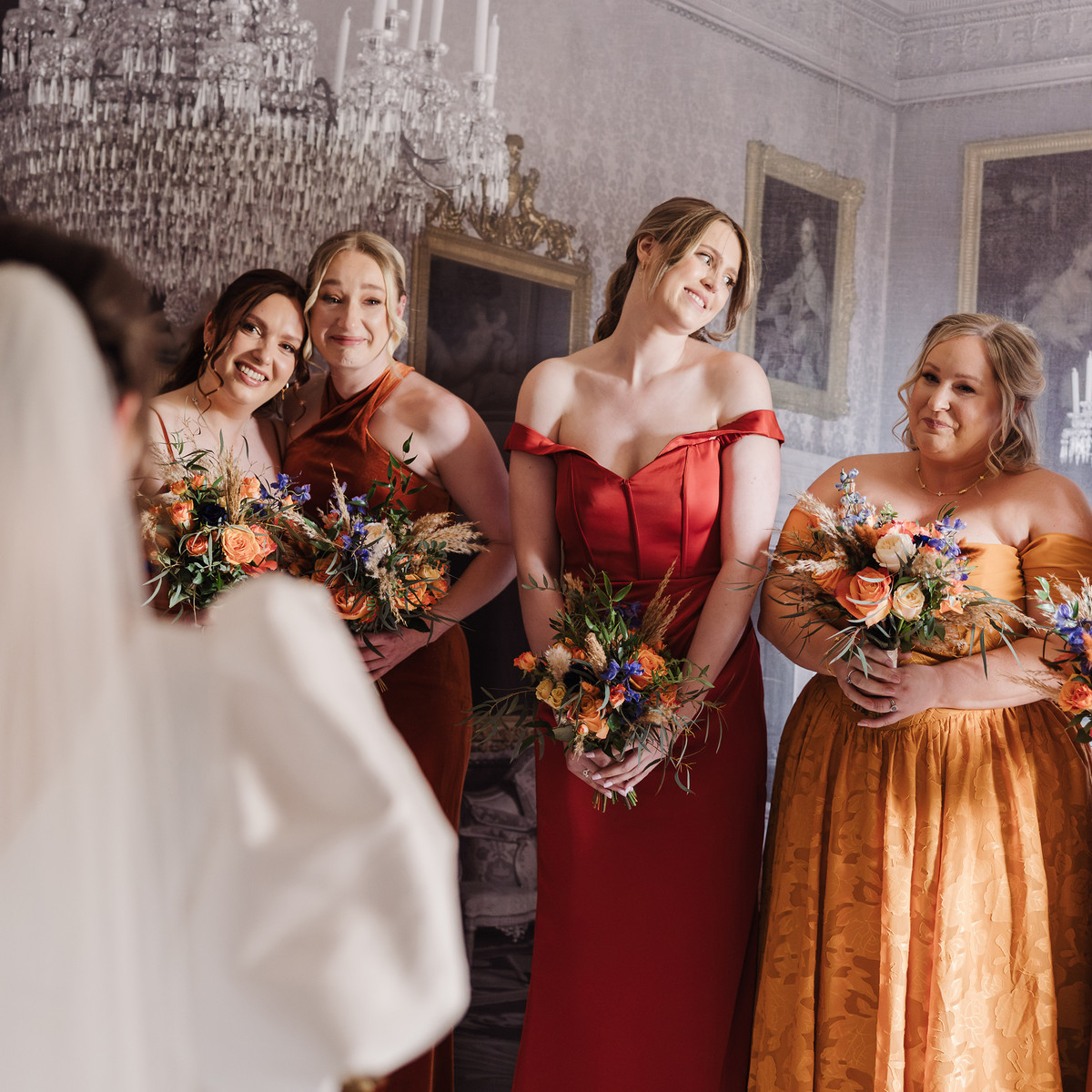 Bridesmaids reacting to the bride at The Moat House