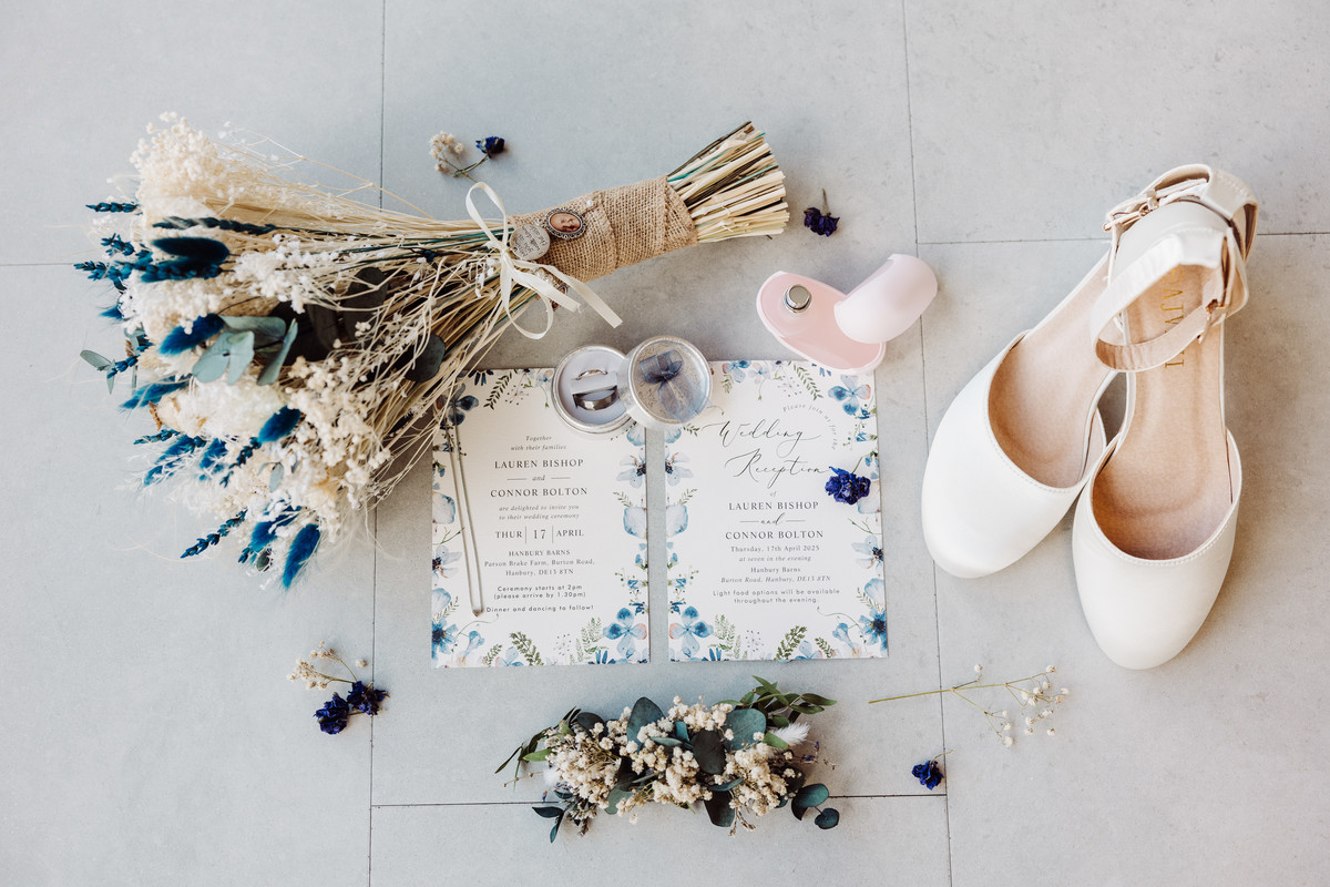 Bridal detail shot at Hanbury Wedding Barns