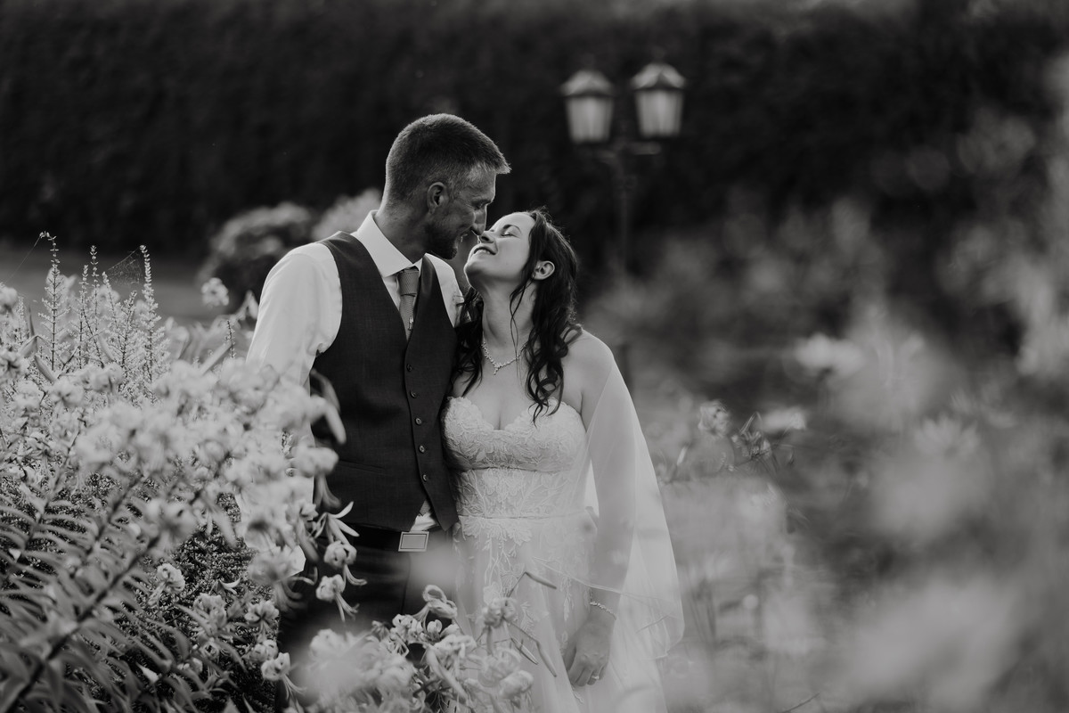 Romantic photograph for bride and groom at Weston Hall