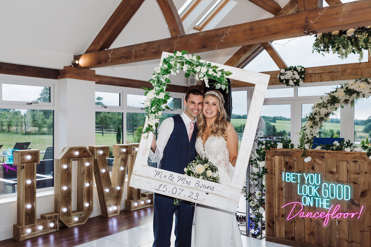 Jodie and Ian wedding portrait at Blithfield Lakeside Barns