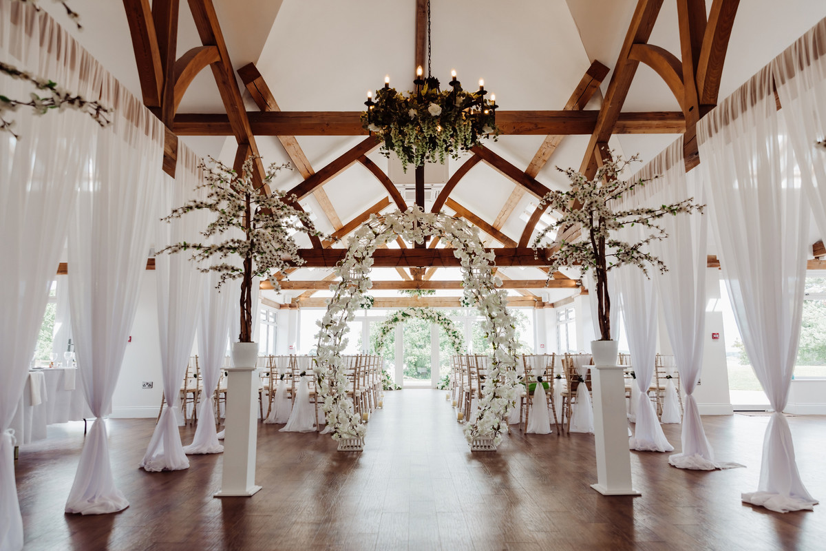 Wedding ceremony set up at Blithfield Lakeside Barns