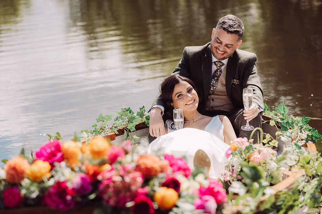 Summer wedding portraits beside the lake at The Moat House