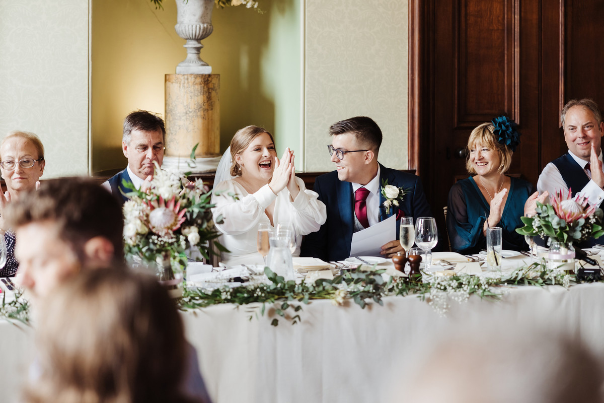 Celebrations during speeches at Sandon Hall