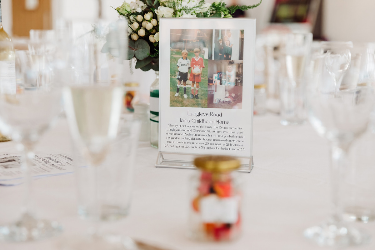 Wedding reception details at Blithfield Lakeside Barns