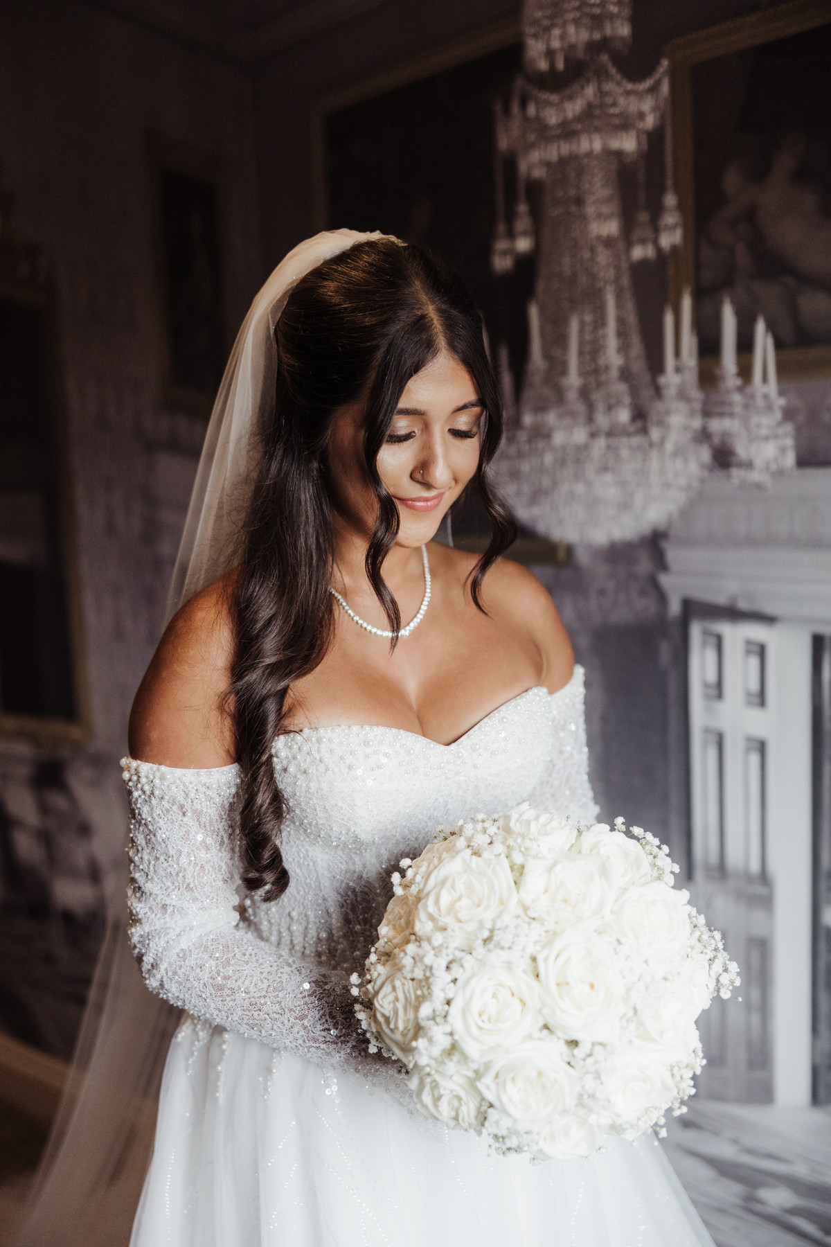 Bridal portrait in the Bridal Suite at The Moat House, Staffordshire