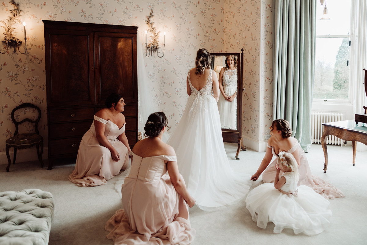 “Elegant bridal portrait at Sandon Hall, Staffordshire”