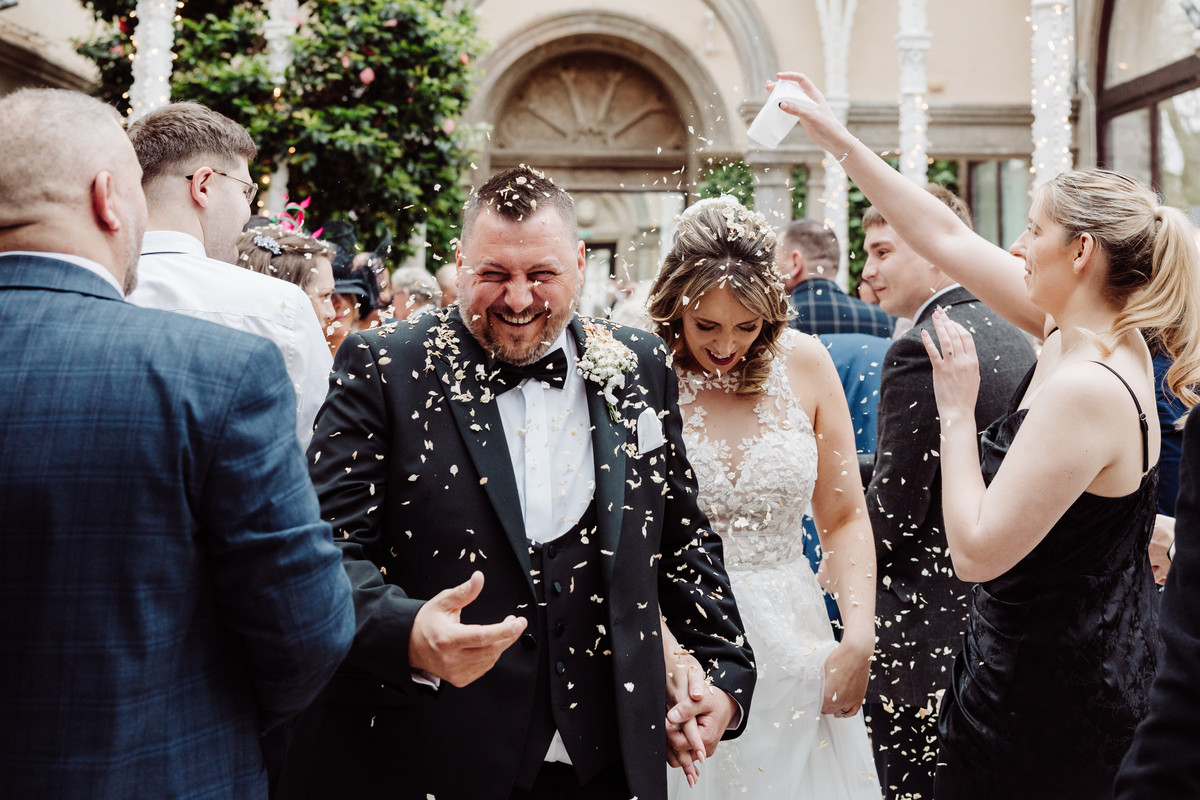 Indoor confetti photograph at Sandon Hall