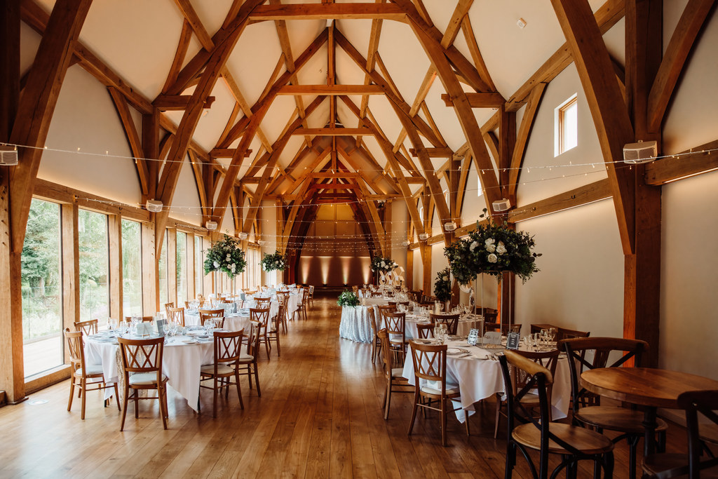 Reception table set up at The Millbarns
