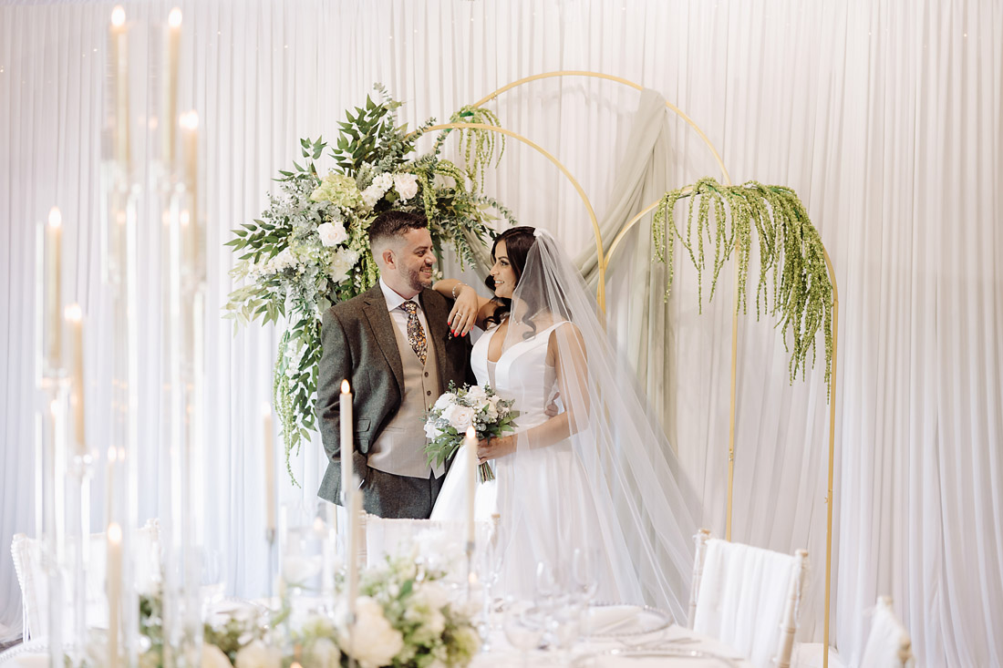 Wedding breakfast styling in the Colin Lewis Suite at The Moat House