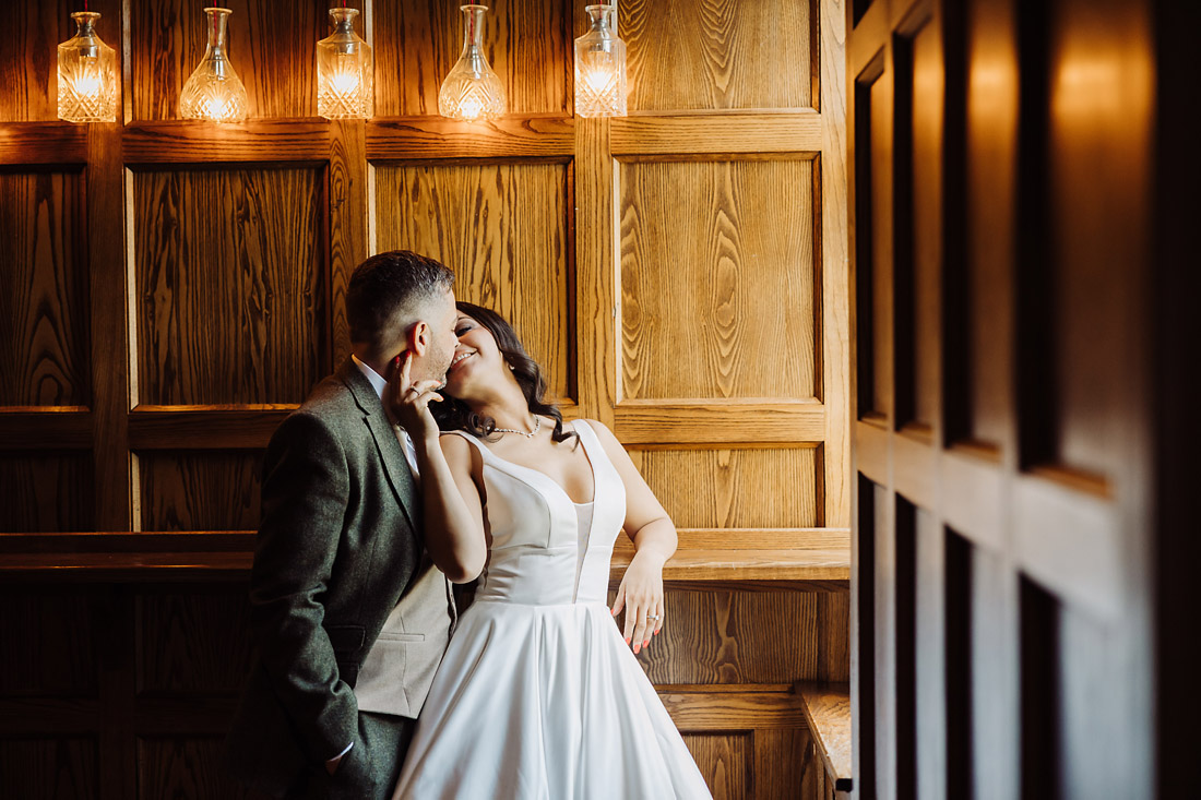 Bridal portrait in soft window light at The Moat House